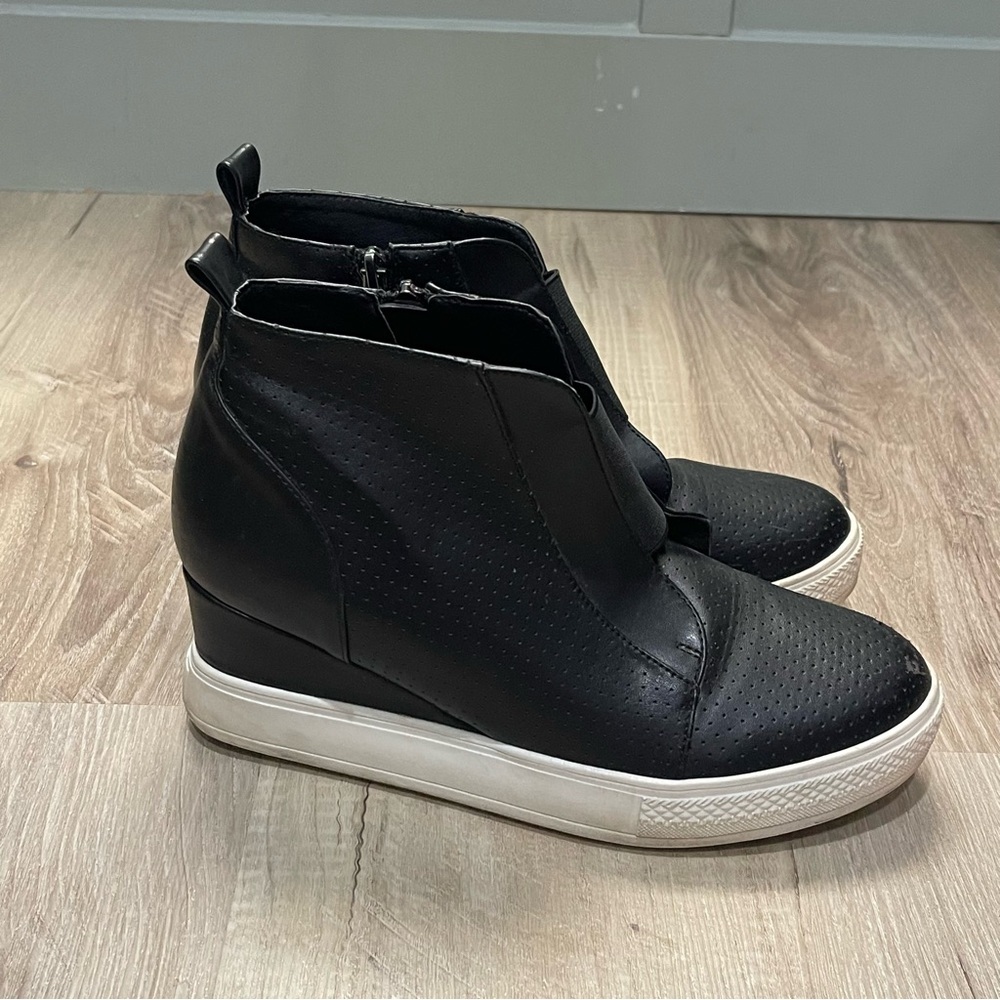Wanted Dawson black high top sneaker wedge bootie women's size 9